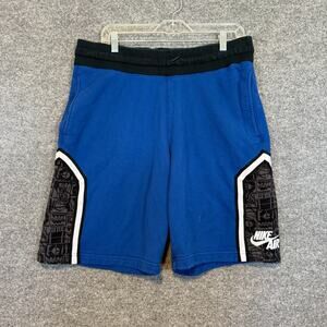 Nike Air Shorts Mens Large Blue Fleece Stretch Swoosh Sweat Shorts Casual